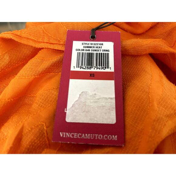 NWT Vince Camuto Split Neck Zebra Print Blouse – Women’s XS, Orange - Picture 3 of 3